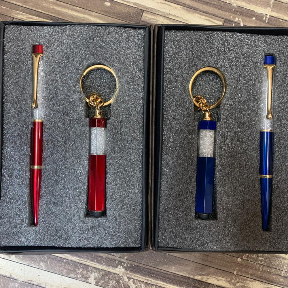 KEYCHAIN AND CRYSTAL PEN SET