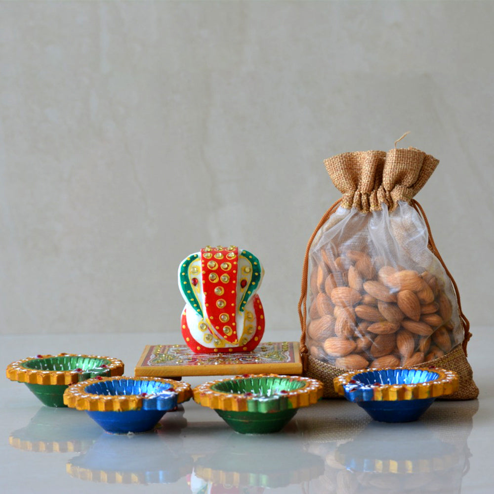 DRY FRUITS+DIYA+CHOCOLATE HAMPER