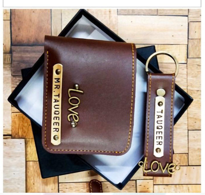 MENS WALLET+LEATHER KEYRING