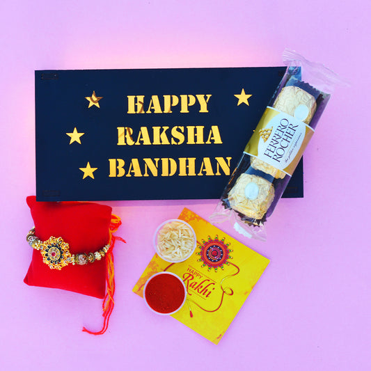 Hamper With Rakhi And Ferrero Rocher