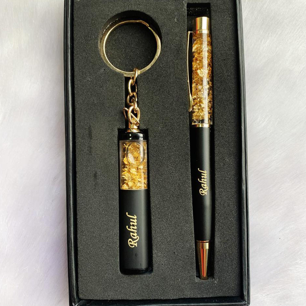 GOLD FLAKE PEN & KEYRING SET