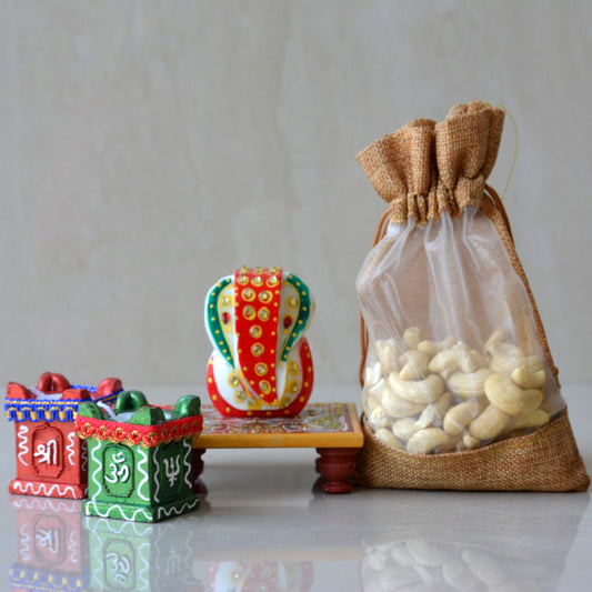 DRY FRUITS+DIYA+CHOCOLATE HAMPER