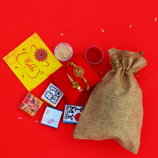 Rakhi Lumba Combo With Chocolate Potli
