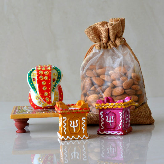 DRY FRUITS+DIYA+CHOCOLATE HAMPER