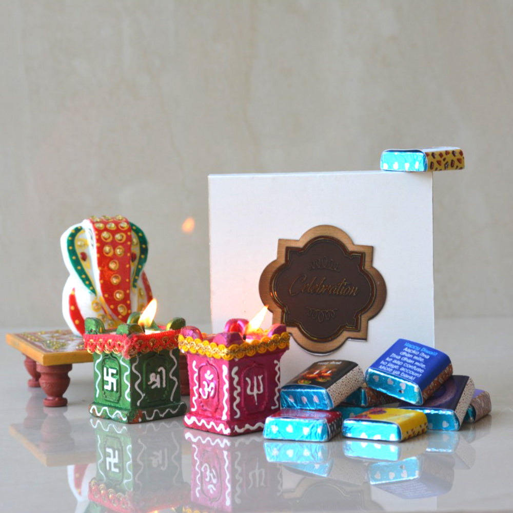 MARBEL GANESH JI+CHOCOLATES+DIYA HAMPER