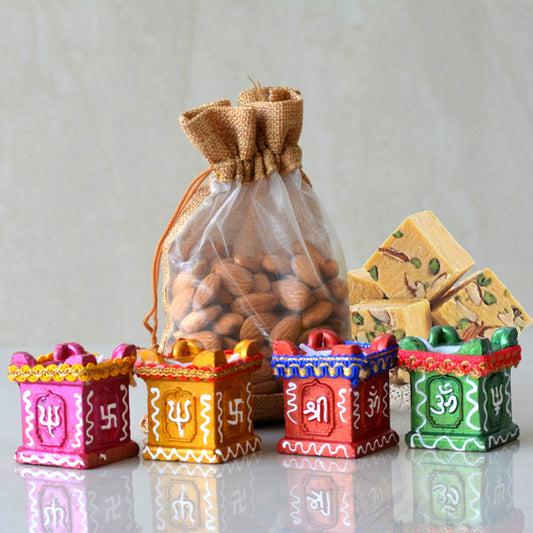 DRY FUIT+SWEET+TULSI DIYA HAMPER