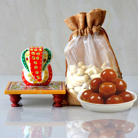 MARBLE GANESH JI+SWEET HAMPER