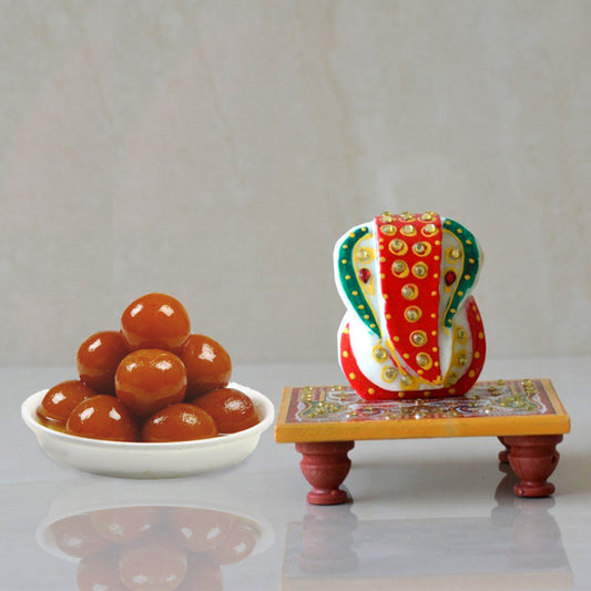 GANESH JI+BLACK RASGULLA