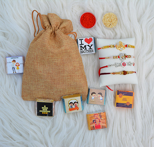 Chocolates Potli+Rakhi (Set of 4)