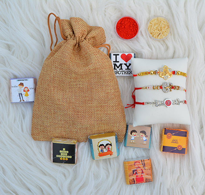 Chocolates Potli+Rakhi (Set of 3)