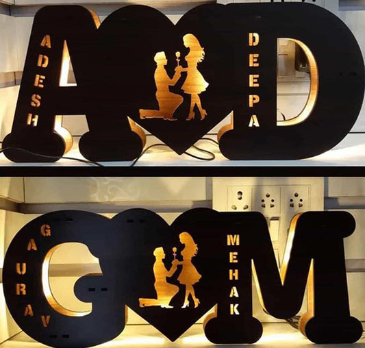 Couple Name Initial Lamp
