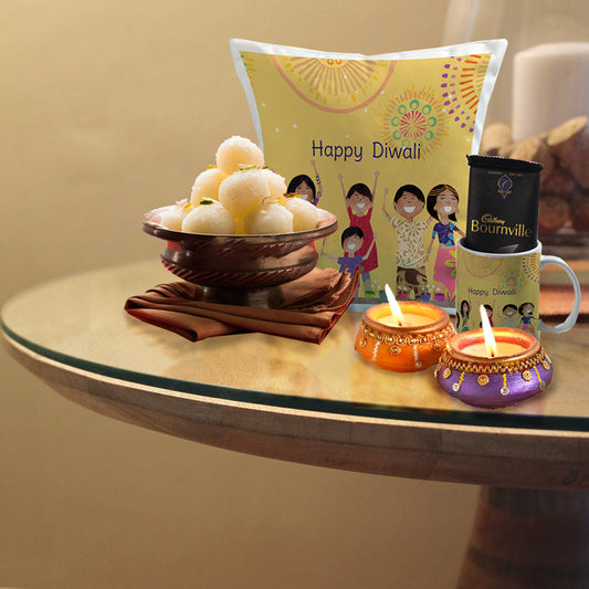 DIWALI HAMPER WITH WHITE RASGULLA'S WITH FANCY DIYE
